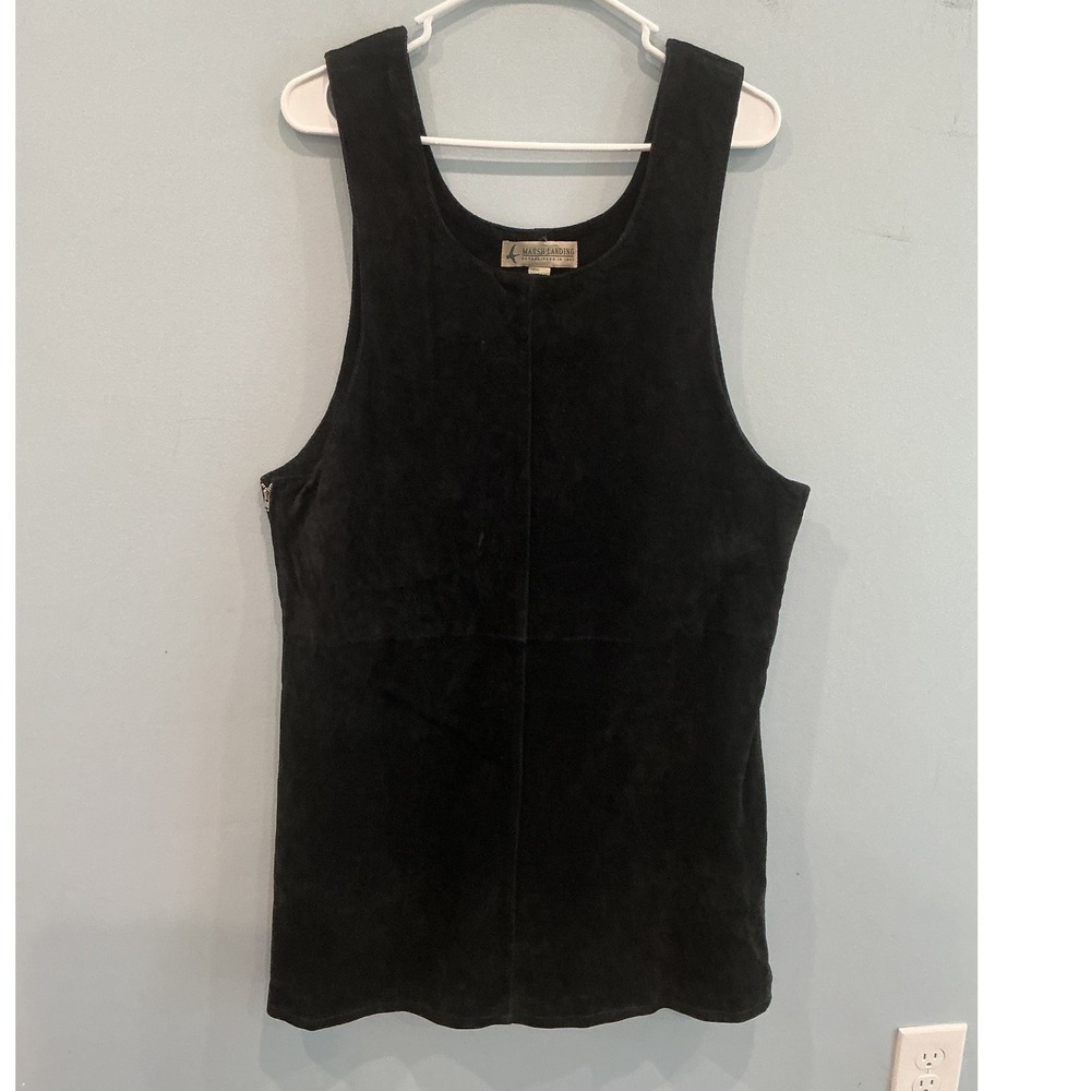 Vintage Womens Leather Mini Jumper Dress L Black Country Cowgirl Cowboy 90s Y2K